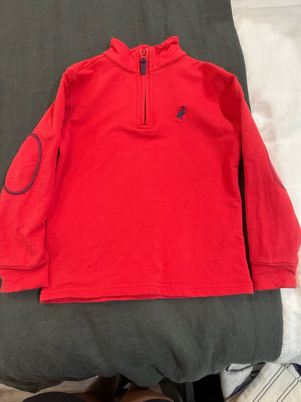 Beaufort Bonnett Red Half-Zip Pullover Top with Elbow Patches - Kids